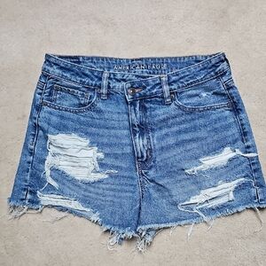 American Eagle Outfitters Blue Distressed Jean Shorts Size 10